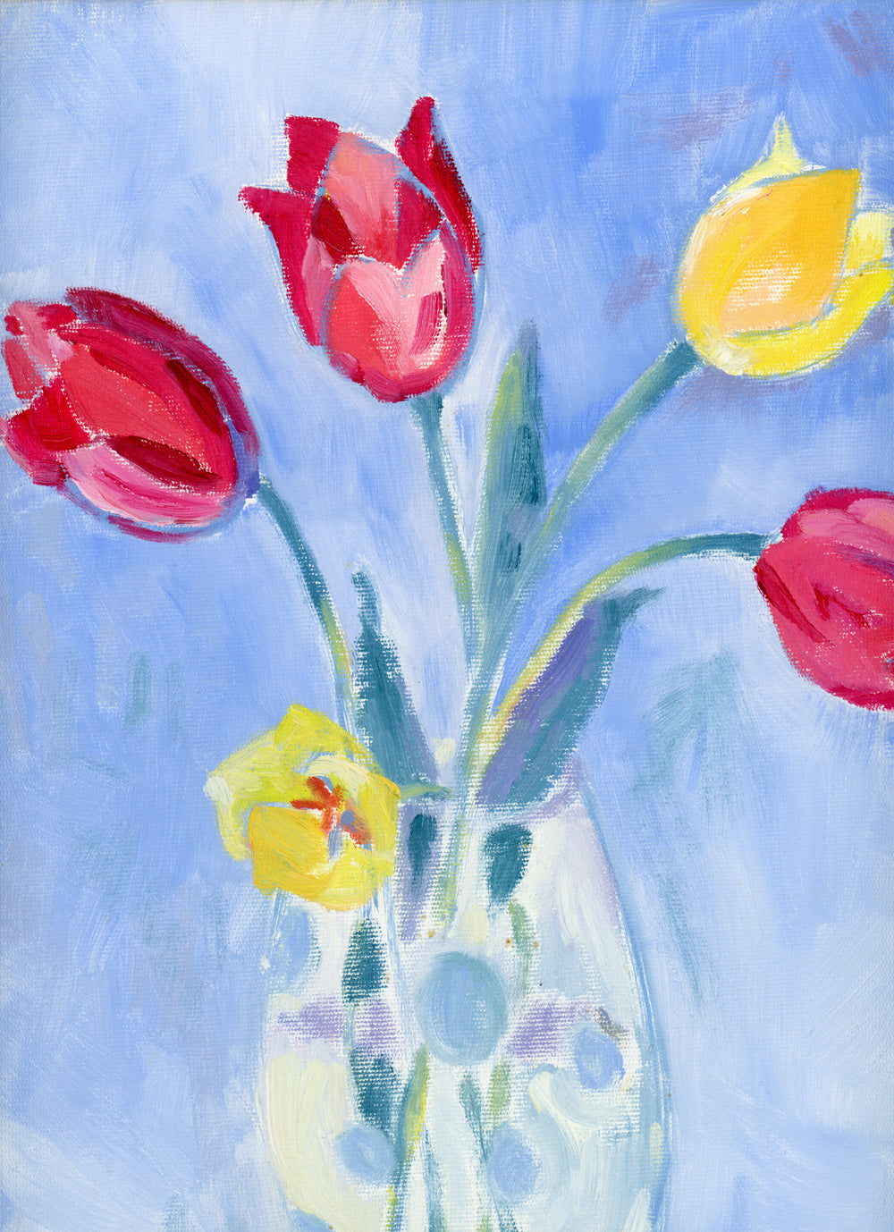 Red & Yellow Tulips, Spotted Vase - Kay Spare