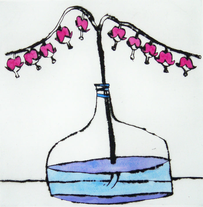 Dancing Hearts - Limited Edition drypoint and watercolour fine art print by artist Richard Spare
