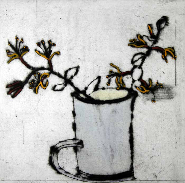 Honeysuckle - Limited Edition drypoint and watercolour fine art print by artist Richard Spare