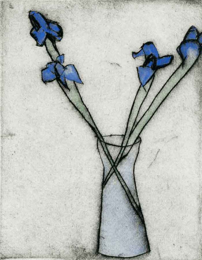 Iris (1985) - Limited Edition drypoint and watercolour fine art print by artist Richard Spare