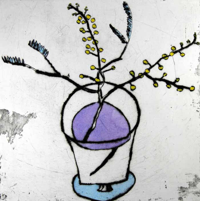 Mimosa - Limited Edition drypoint and watercolour fine art print by artist Richard Spare