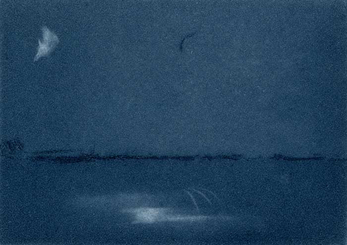 Moonlit Seascape - Limited Edition drypoint and aquatint fine art print by artist Richard Spare