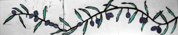Olive Branch - Limited Edition drypoint and watercolour fine art print by artist Richard Spare