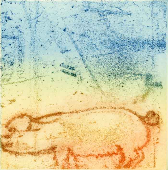 Petite Sow - Limited Edition softground etching fine art print by artist Richard Spare