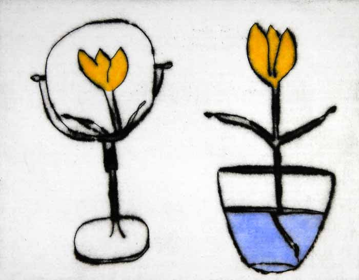 Reflection - Limited Edition drypoint and watercolour fine art print by artist Richard Spare