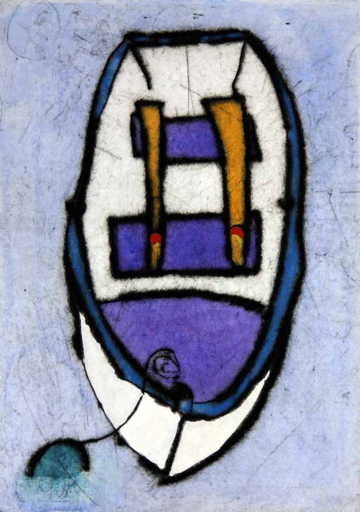 Rowing Boat II - Limited Edition drypoint and watercolour fine art print by artist Richard Spare