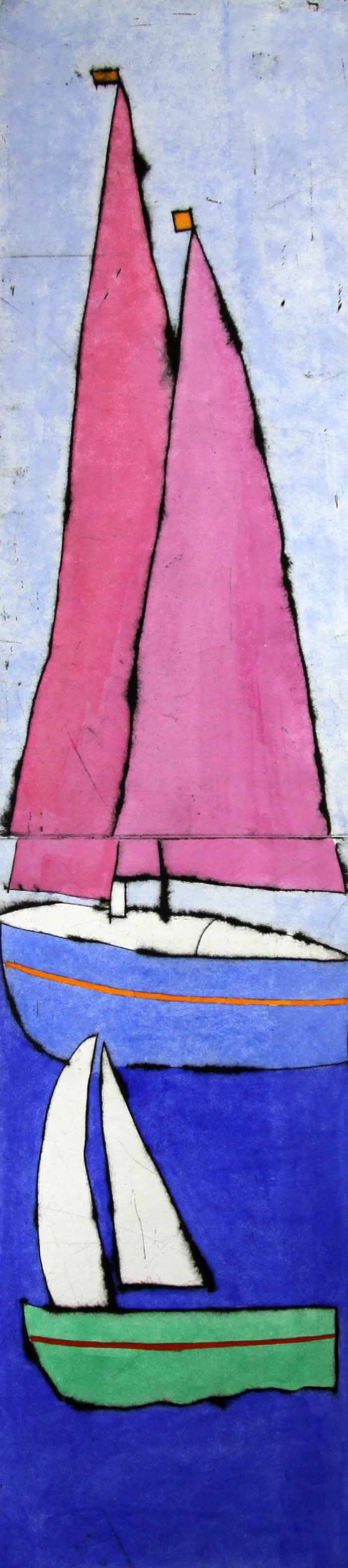 Sailing By - Limited Edition drypoint and watercolour fine art print by artist Richard Spare