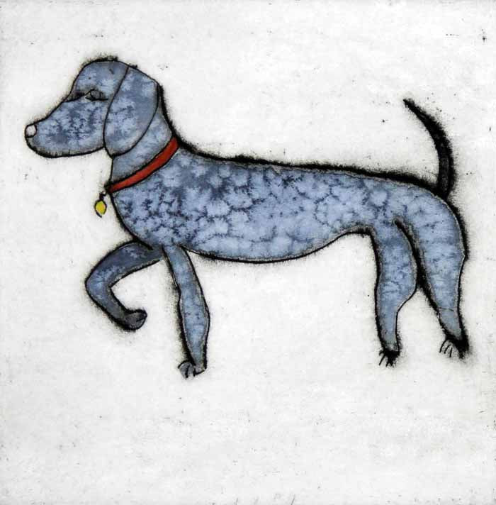Stepping Out - Limited Edition drypoint and watercolour fine art print by artist Richard Spare
