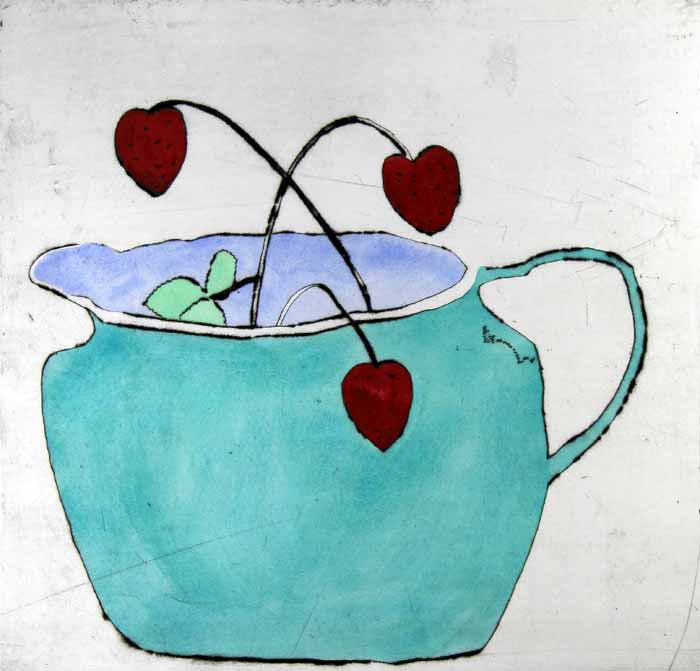Strawberries - Limited Edition drypoint and watercolour fine art print by artist Richard Spare