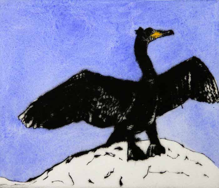 Sunbather - Limited Edition drypoint and watercolour fine art print by artist Richard Spare