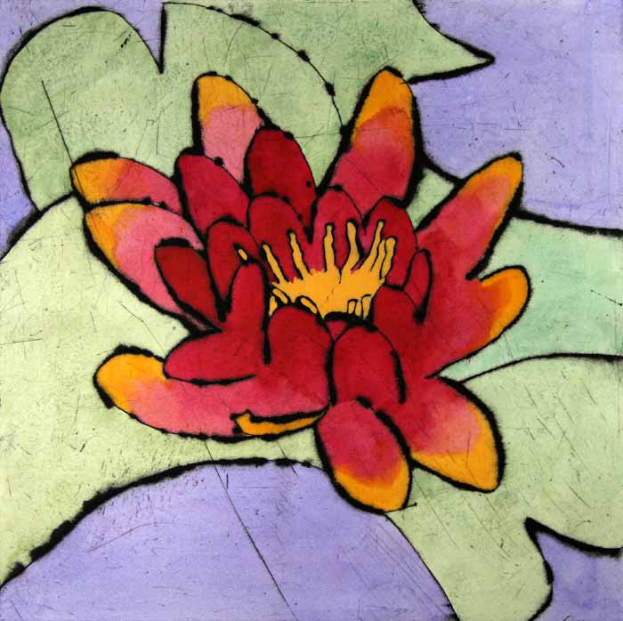 Waterlily - Limited Edition drypoint and watercolour fine art print by artist Richard Spare