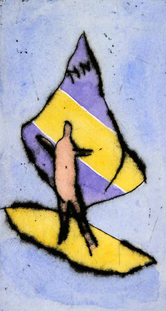 Windsurfer - Limited Edition drypoint and watercolour fine art print by artist Richard Spare