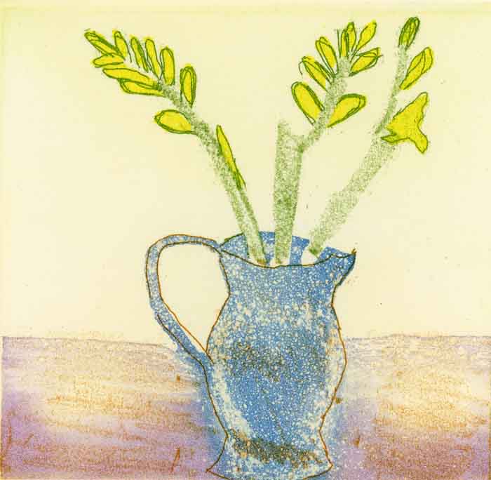Yellow Gladioli - Limited Edition softground etching fine art print by artist Richard Spare