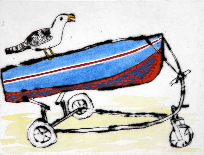 Ahoy! - Limited Edition drypoint and watercolour fine art print by artist Richard Spare