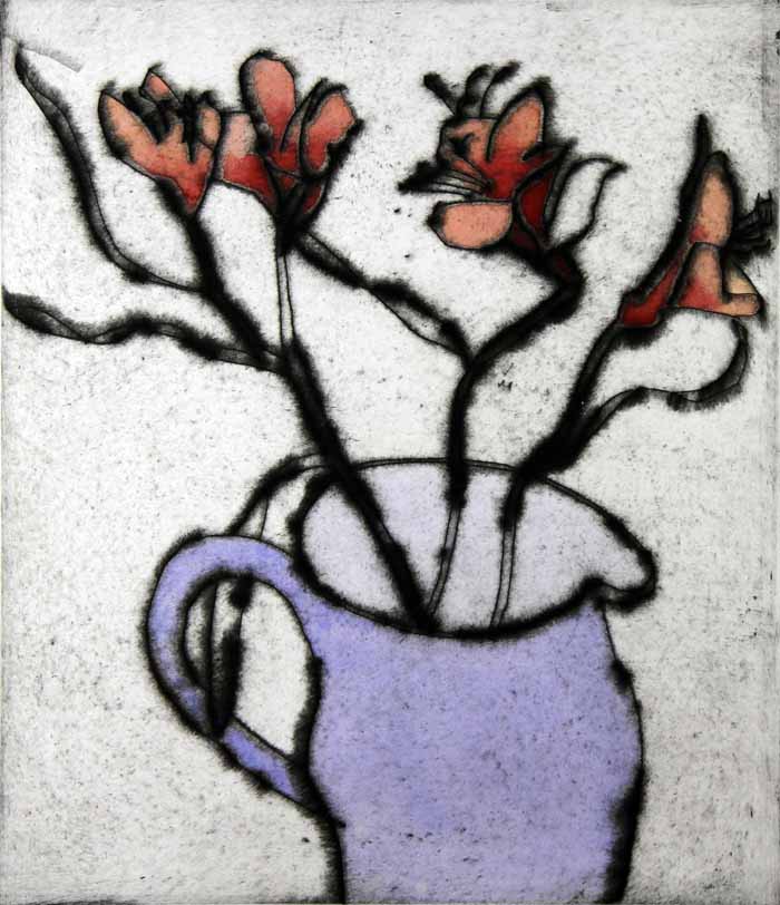 Alstroemeria - Limited Edition drypoint and watercolour fine art print by artist Richard Spare