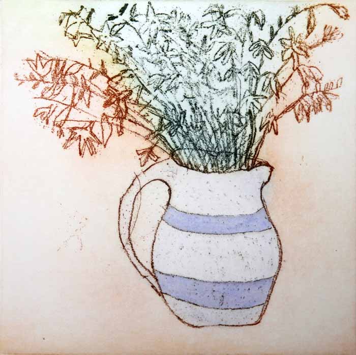 Blue and White Jug - Limited Edition softground etching fine art print by artist Richard Spare