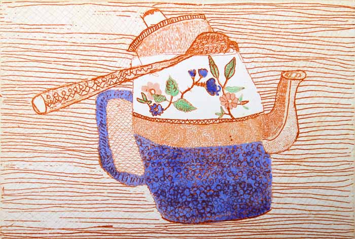China Tea - Limited Edition etching and watercolour fine art print by artist Richard Spare