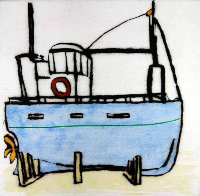 Dry Dock - Limited Edition drypoint and watercolour fine art print by artist Richard Spare