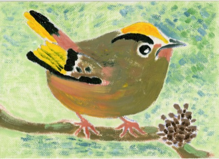 Goldcrest - Original oil on board painting by artist Richard Spare