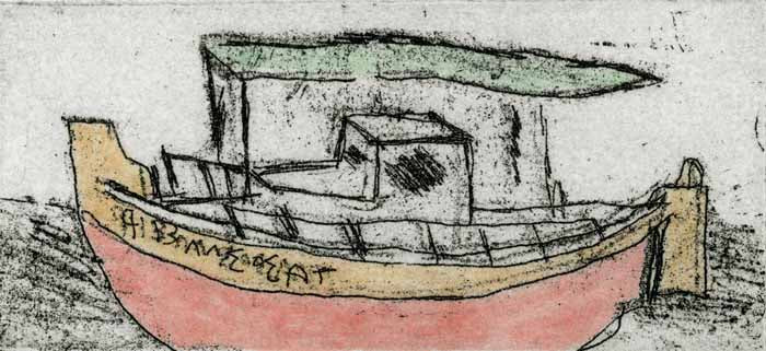 Greek Boat - Limited Edition softground etching fine art print by artist Richard Spare