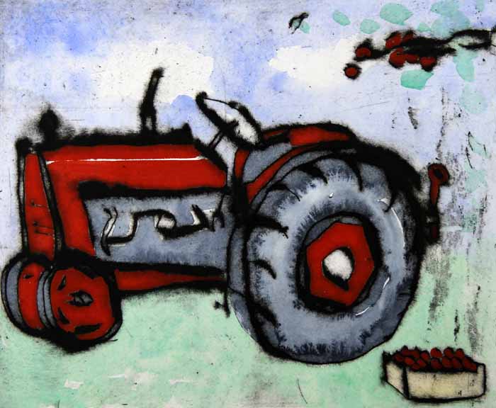 Harvest - Limited Edition drypoint and watercolour fine art print by artist Richard Spare