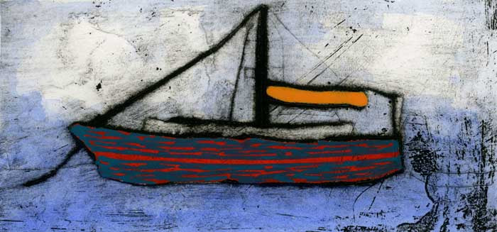Orange Sail - Limited Edition drypoint and watercolour fine art print by artist Richard Spare
