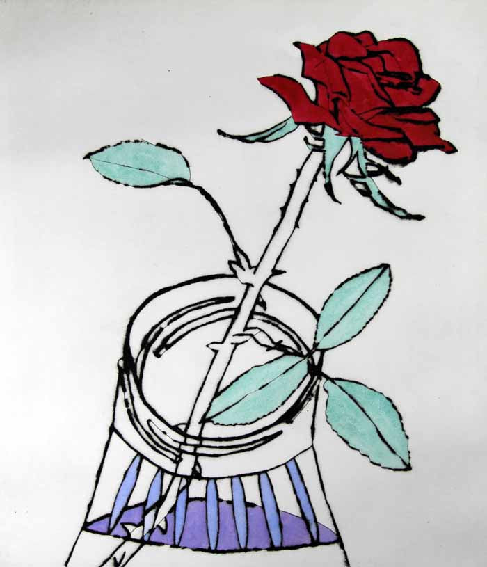 Perfect Bloom - Limited Edition drypoint and watercolour fine art print by artist Richard Spare