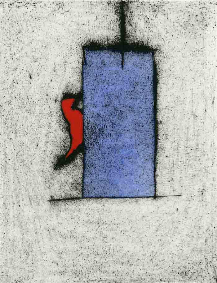 Red Bird - Limited Edition drypoint and watercolour fine art print by artist Richard Spare