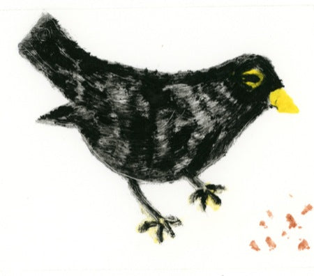 Crumbs for the Blackbird - Original monoprint by artist Richard Spare