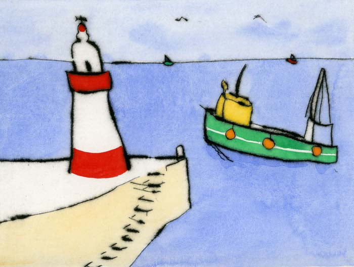 Seabound - Limited Edition drypoint and watercolour fine art print by artist Richard Spare