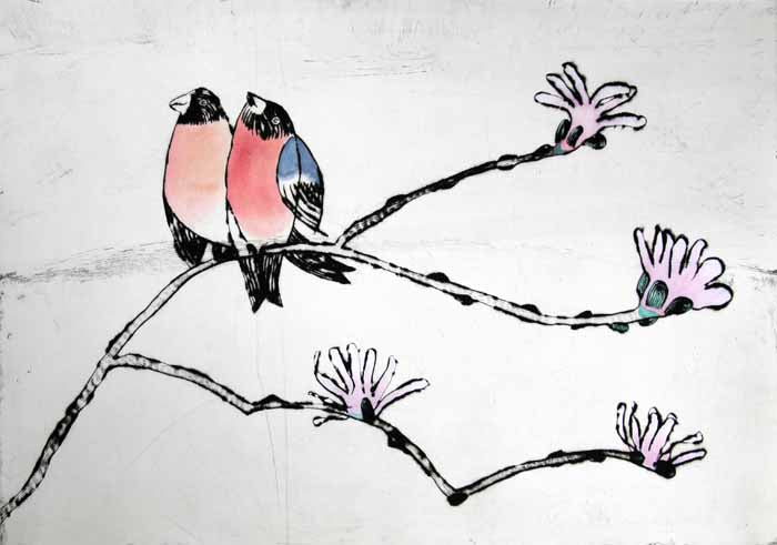 Song of Love - Limited Edition drypoint and watercolour fine art print by artist Richard Spare