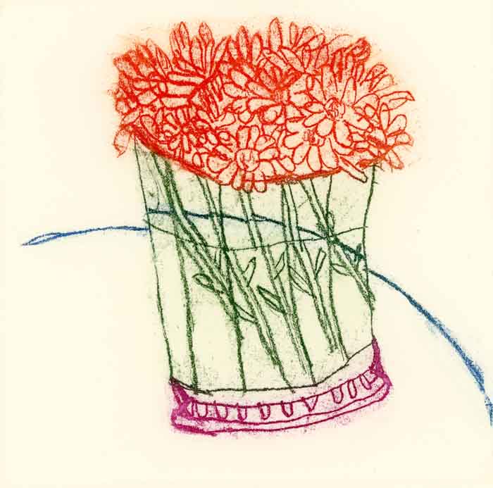 Summer Flowers - Limited Edition softground etching fine art print by artist Richard Spare