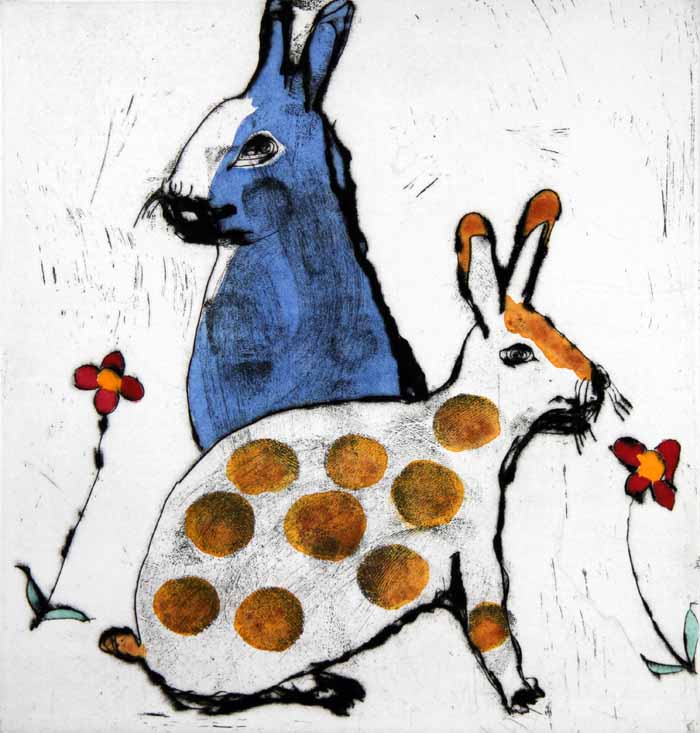 Tea Time - Limited Edition drypoint and watercolour fine art print by artist Richard Spare