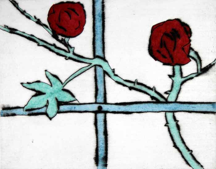 Trellis - Limited Edition drypoint and watercolour fine art print by artist Richard Spare