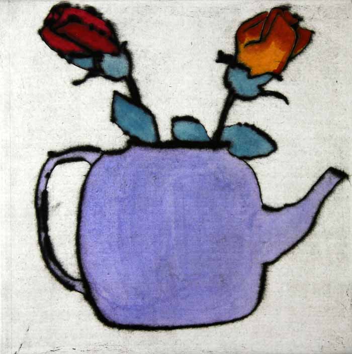 Two for Tea - Limited Edition drypoint and watercolour fine art print by artist Richard Spare