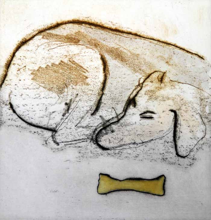Watchful Eye - Limited Edition softground etching and watercolour fine art print by artist Richard Spare